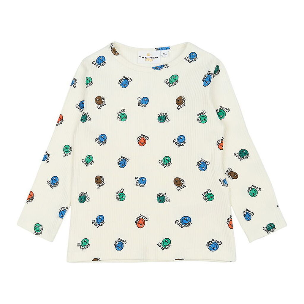 The New Siblings Bluse - Rib - TnstPalmer - Cloud Dancer m. Smil