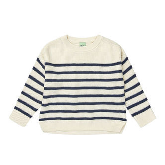 FUB Bluse - Rib - Strik - Ecru/Dark Navy