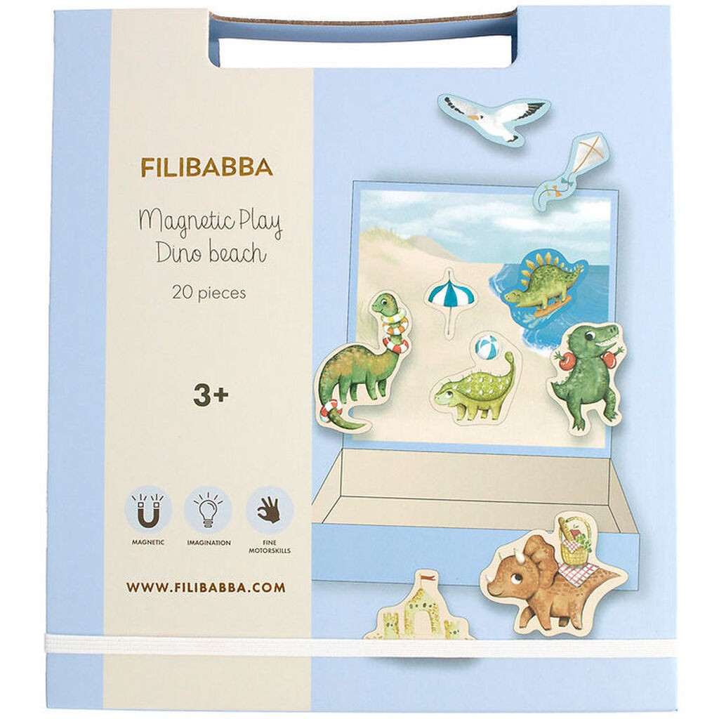 Filibabba Magnetisk Spil - 20 Dele - Dino Beach
