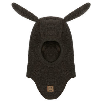 Mikk-Line Elefanthue m. Øre - Uld - 1-Lags - Dark Brown Melange
