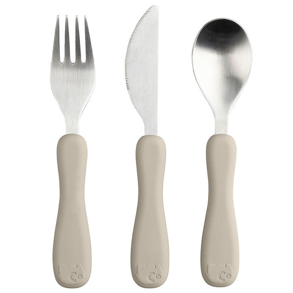 Sebra Bestik - Silikone/Rustfrit Stål - Fanto - Jetty Beige