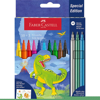 Faber-Castell Tuscher - 10+3 stk. - Dinosaur - Metallic