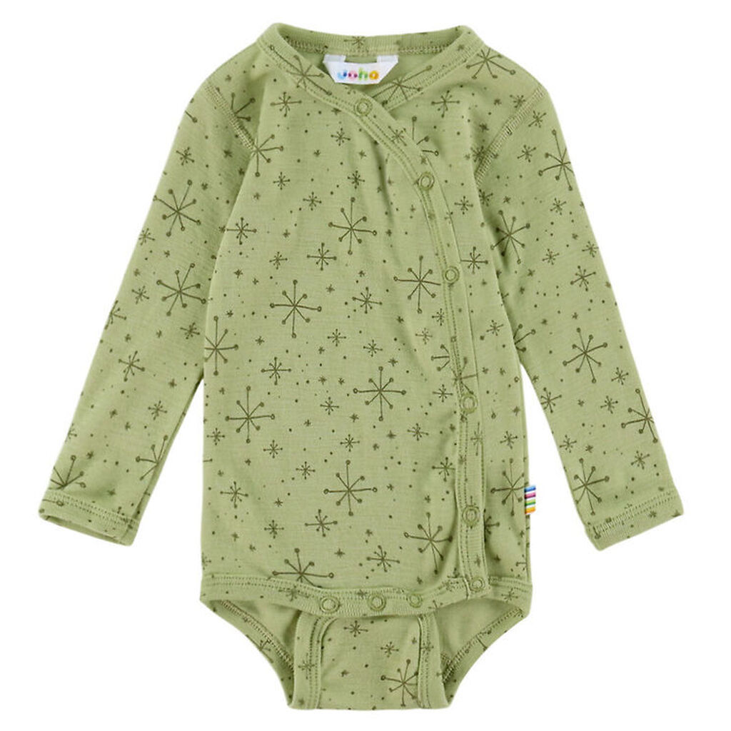 Joha Slå-om Body l/æ - Uld - Lys Olive m. Stjerner