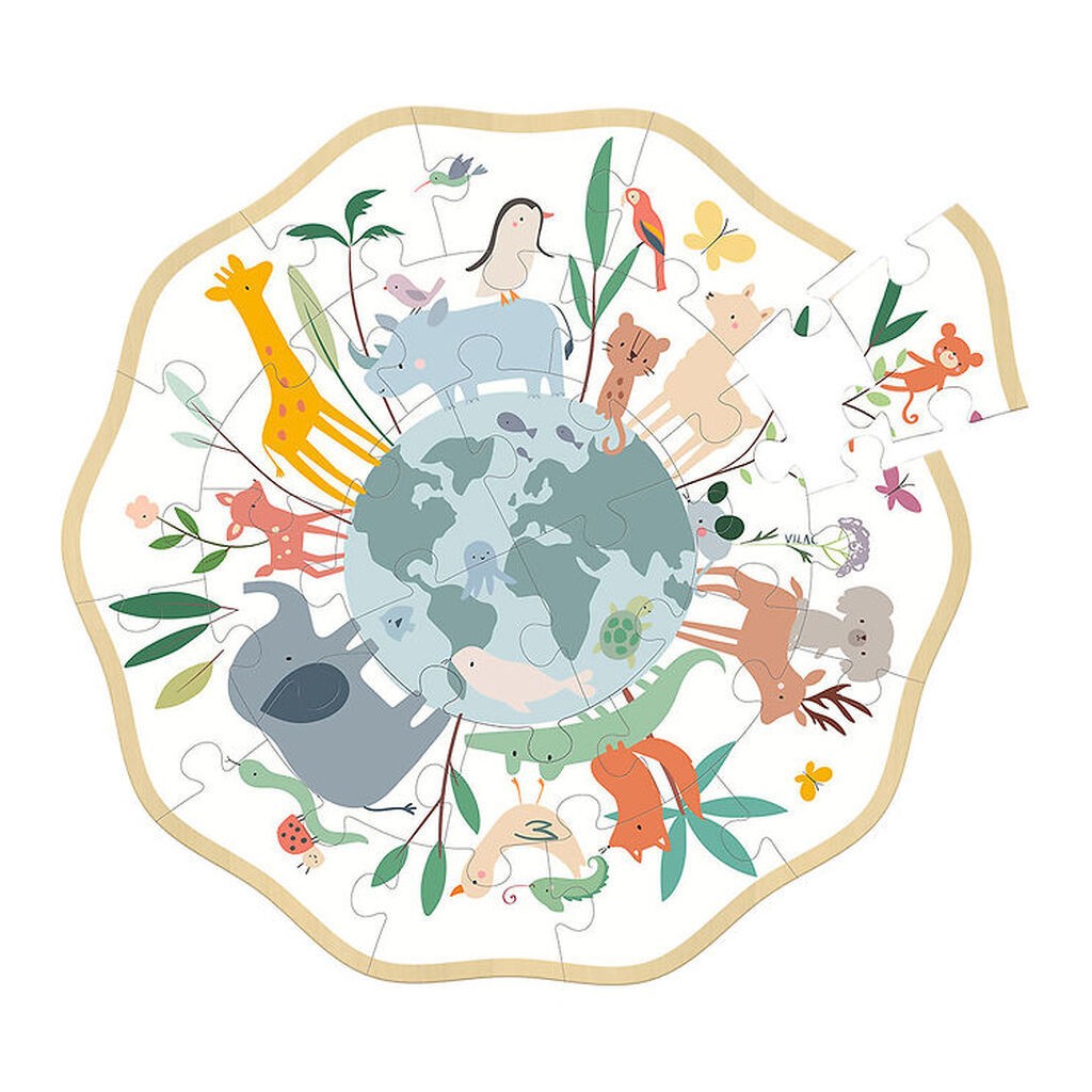 Vilac Træpuslespil - 24 Brikker - Verden