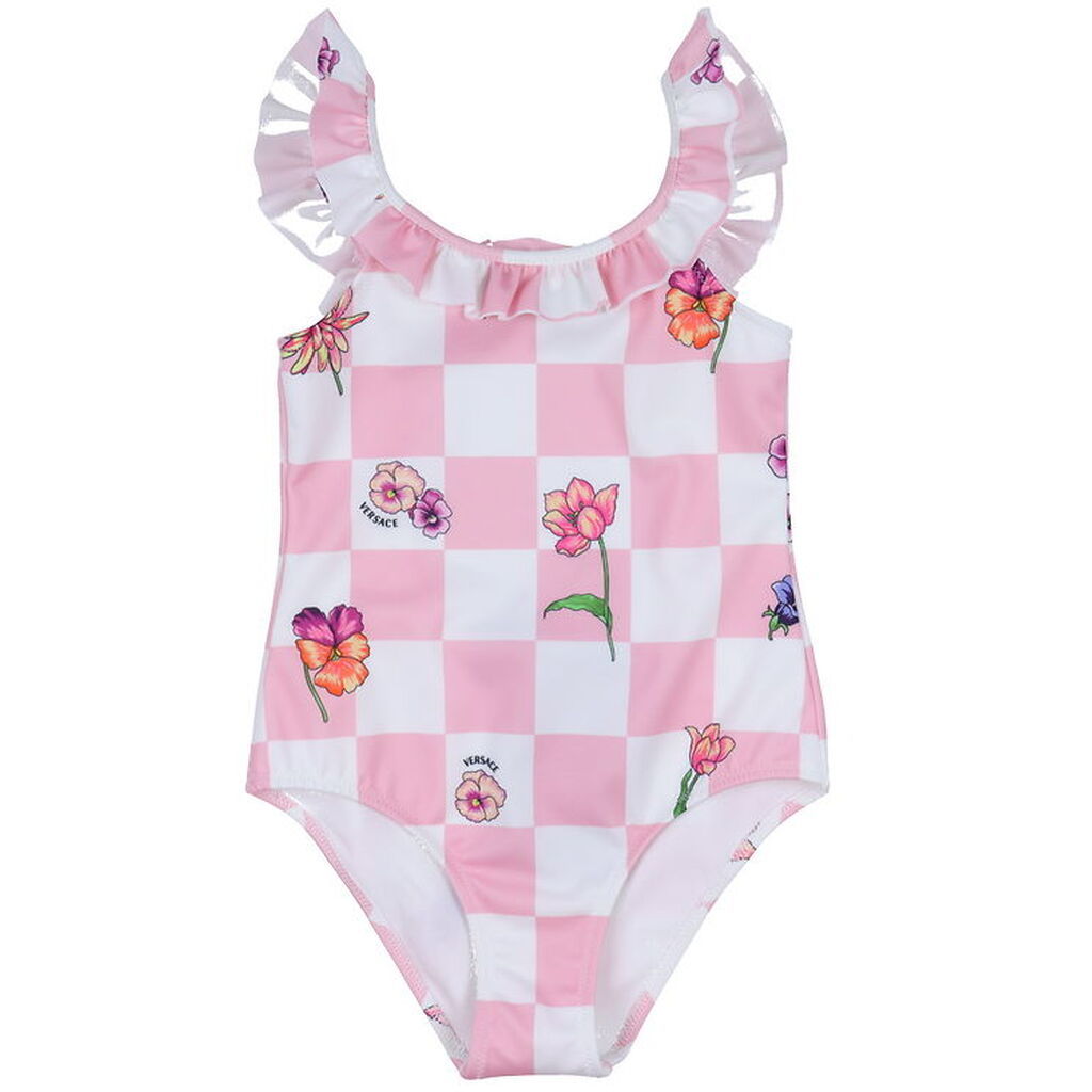 Versace Badedragt - Tutu Pink/Hvidternet m. Blomster