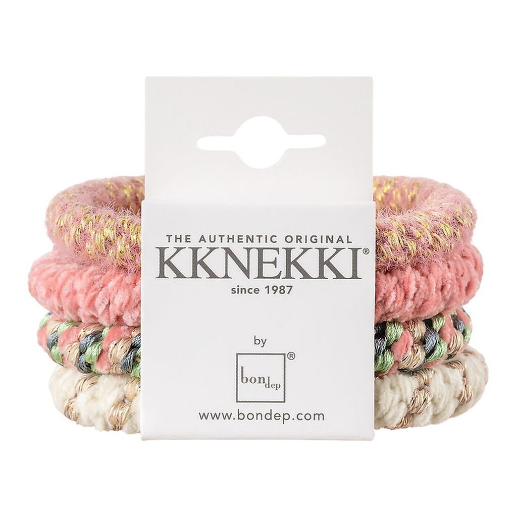 Kknekki Hårelastikker - 4-pak - Pink/Hvid/Grøn/Blå