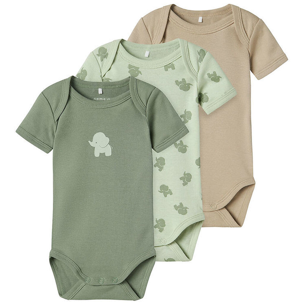 Name It Bodyer k/æ - Noos - NbmBody - 3-pak - Sea Foam Elephant