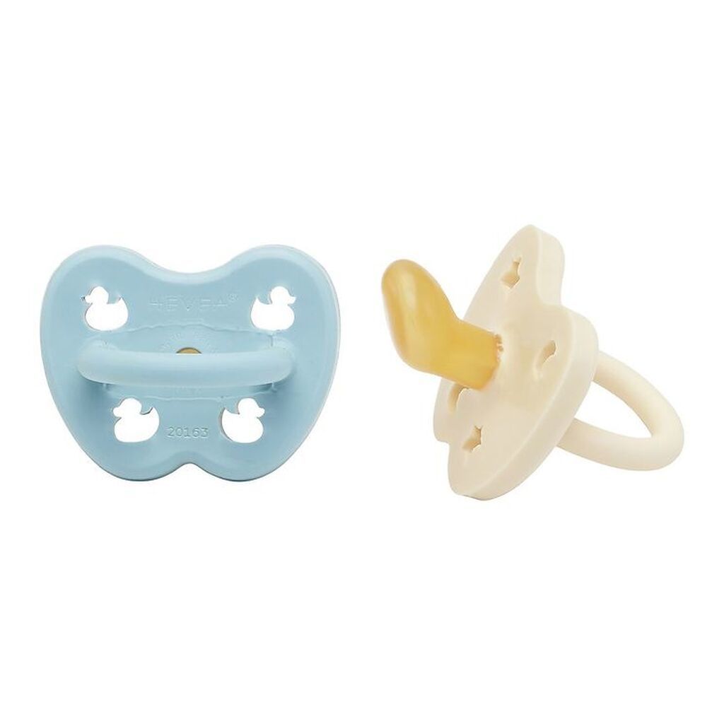 Hevea Sutter - 0-3 mdr - 2-pak - Naturgummi - Baby Blue/Milky Wh