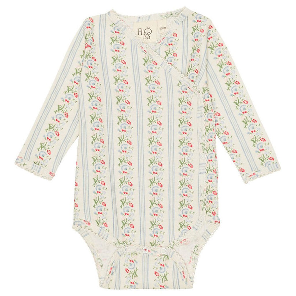 Flöss Slå-om Body l/æ - Abigail - Soft White/Bright Blue