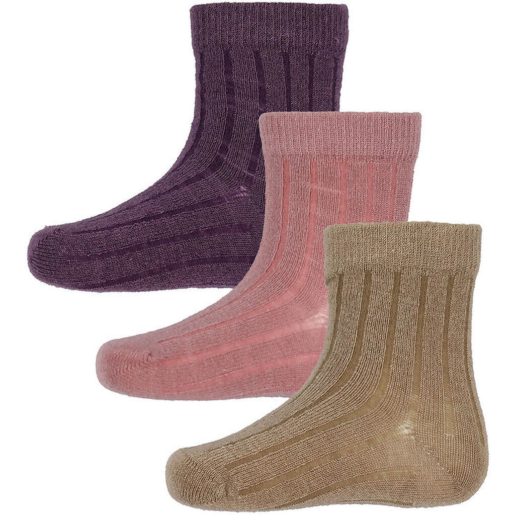 Minymo Strømper - Rib - 3-Pak - Orchid Haze