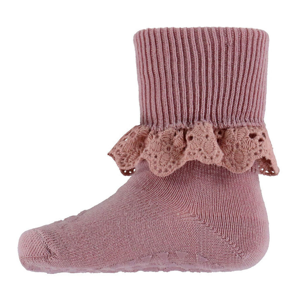 GoBabyGo Skridsikre Strømper - Uld - Woodrose m. Blonde