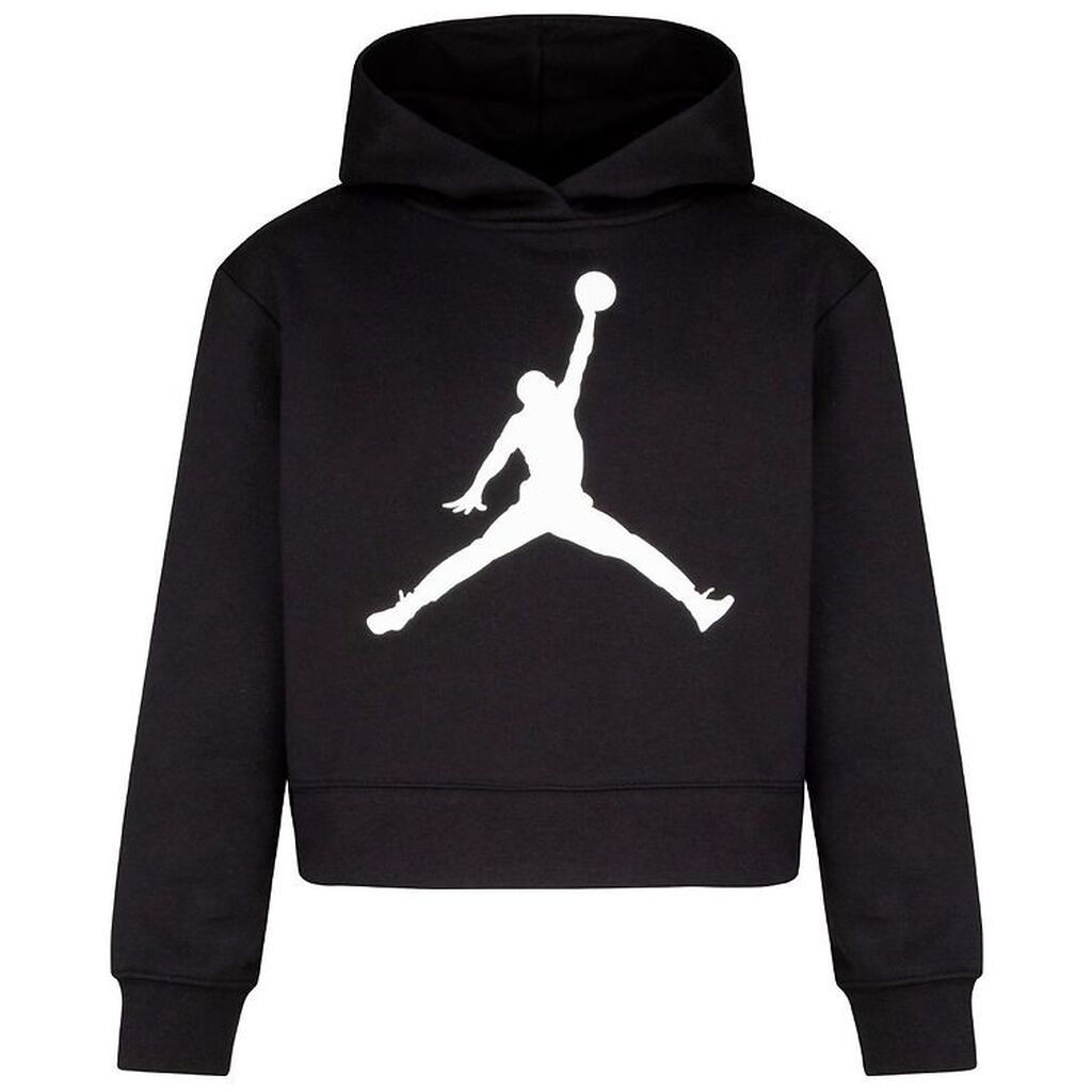 Jordan Hættetrøje - Cropped - Jumpman Core - Sort m. Hvid
