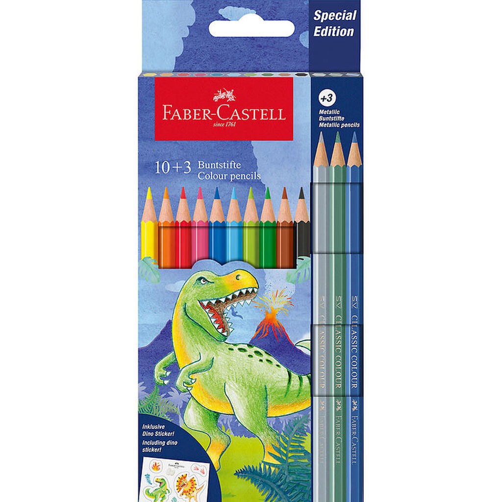 Faber-Castell Farveblyanter - 10+3 stk. - Dinosaur Metallic