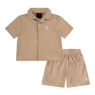 Jordan Shortssæt - Skjorte/Shorts - Frotté - Hemp m. Logo
