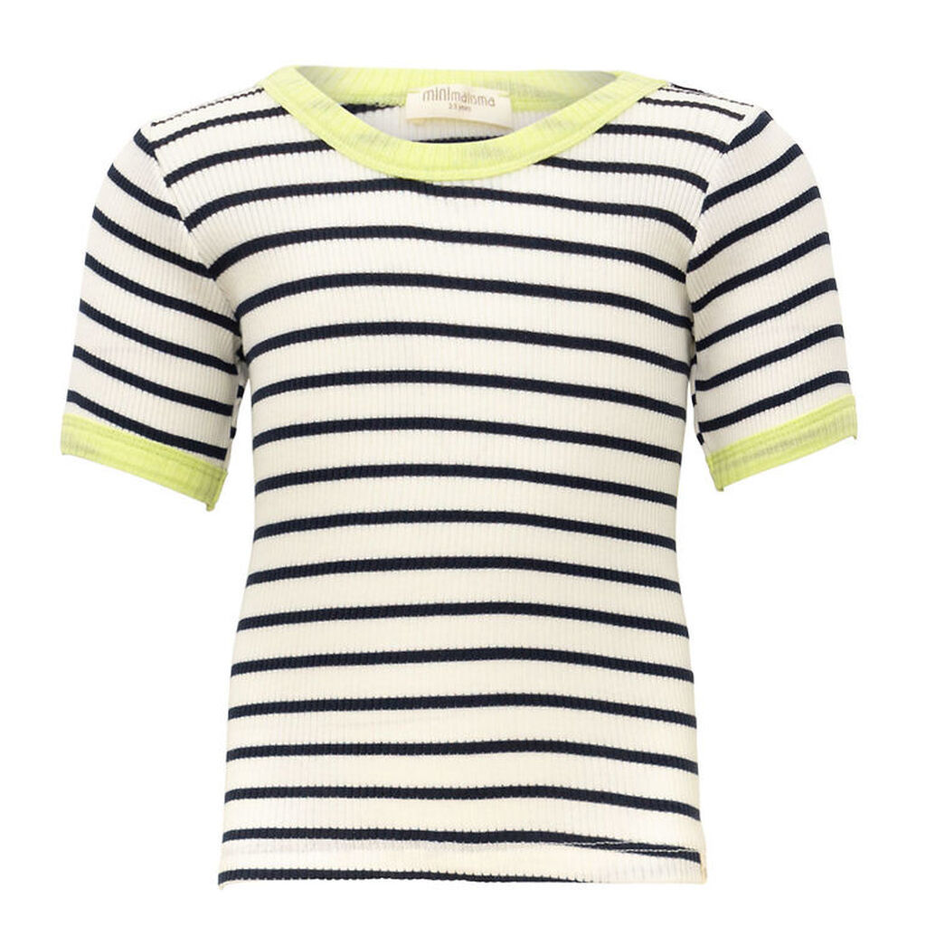 Minimalisma T-shirt - Rib - Silke/Bomuld - Ben - Sailor/Lime
