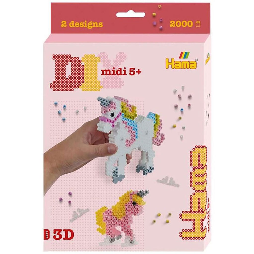 Hama Midi Perlesæt - 3D - 2000 stk. - Enhjørninger
