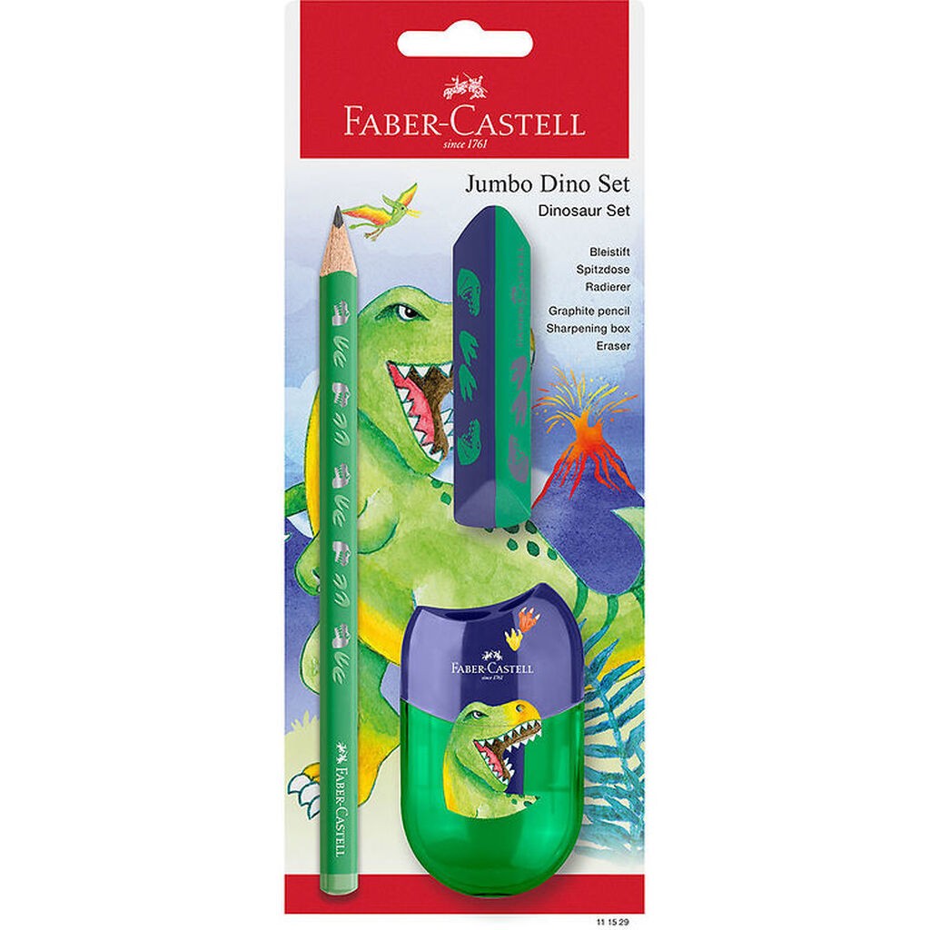 Faber-Castell Blyantsæt - Dinosaur Jumbo - 3 Dele - Grøn