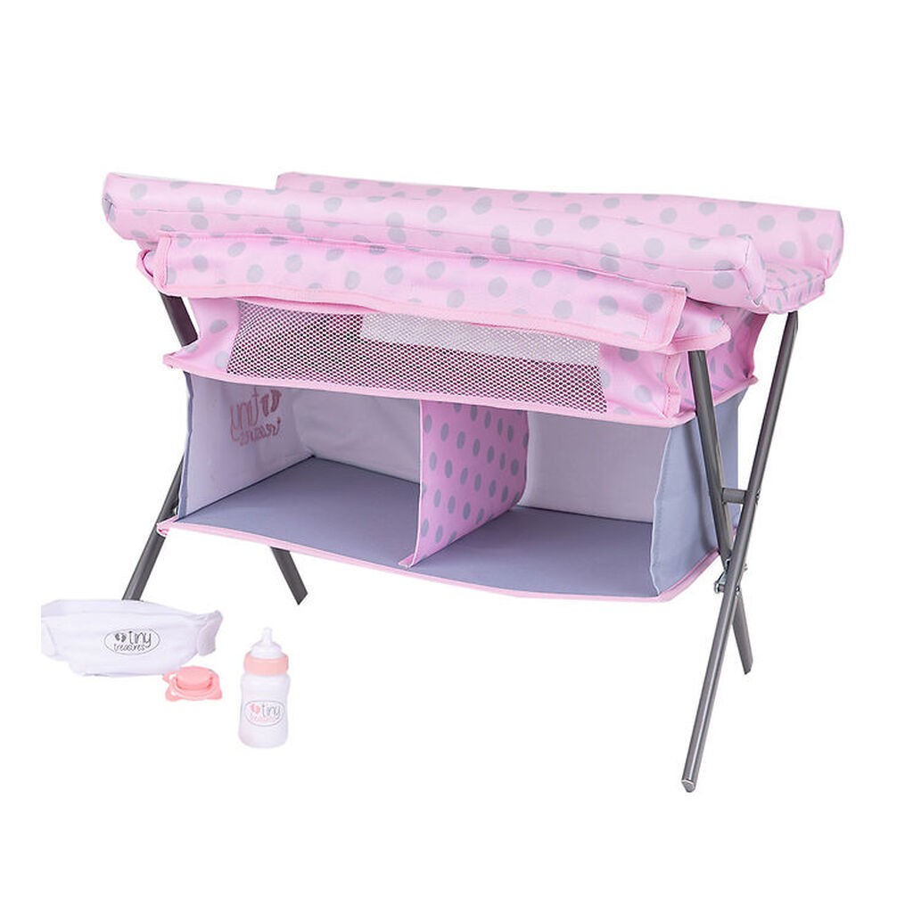 Tiny Treasures Puslebord Til Dukke - Folding Changing Table Cot