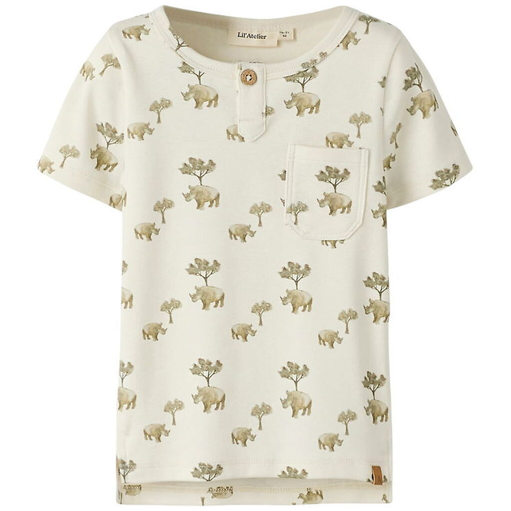 Lil' Atelier T-shirt - NmmLayo - Slim - Coconut Milk/Rhino