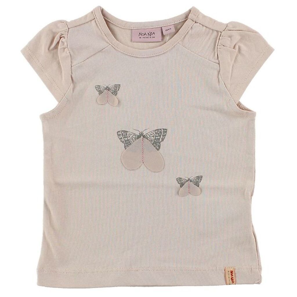 Noa Noa miniature T-shirt - Pudderrosa m. Sommerfugle