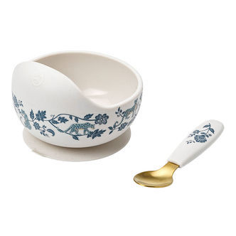 Elodie Details Skål m. Ske - Silikone - Garden Leo Toile