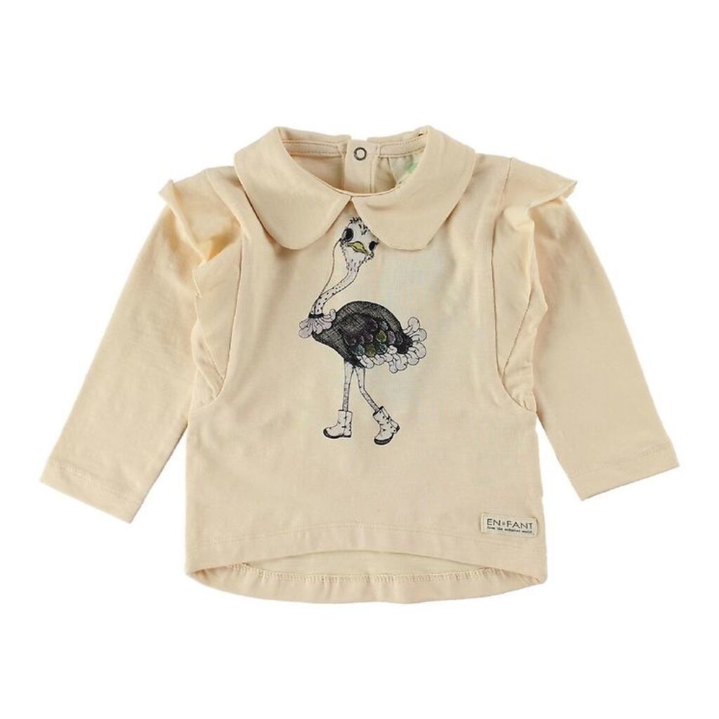 En Fant Bluse - Lys Fersken m. Struds/Flæser