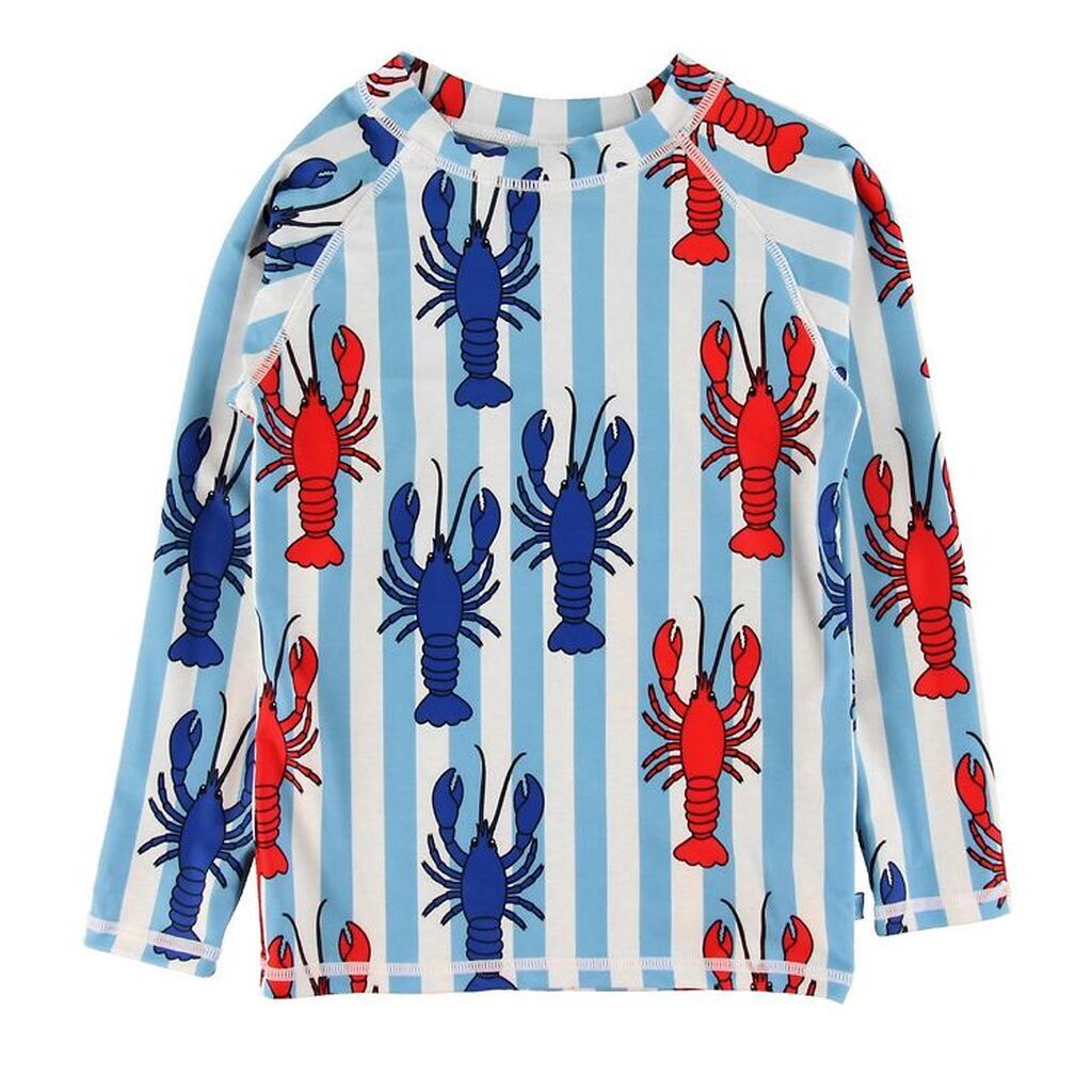 Småfolk Badebluse - UV50+ - Blå/Hvid m. Krebs