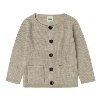 FUB Cardigan - Rib - Strik - Uld - Oat Melange