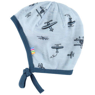 Joha Babyhjelm - 1-lags - Uld/Bambus - Lyseblå m. Print