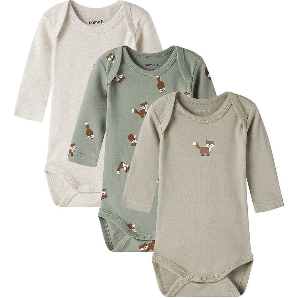 Name It Bodyer l/æ - Noos - NbmBody - 3-pak - Shadow/W/Aluminum