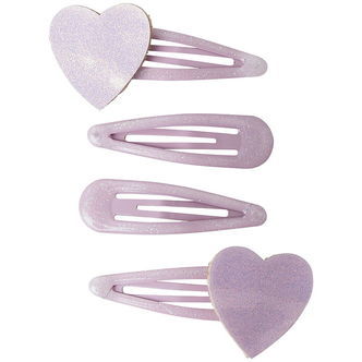 Name It Hårspænder - 4-pak - NmfRosa - Keepsake Lilac/HEARTS