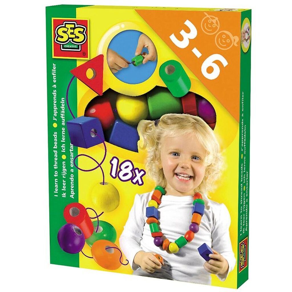 SES Creative Perler - Jeg Lærer At Tråde Perler