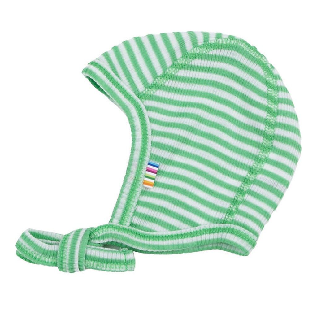 Joha Babyhjelm - Rib - Uld/Silke - Off White/Grøn