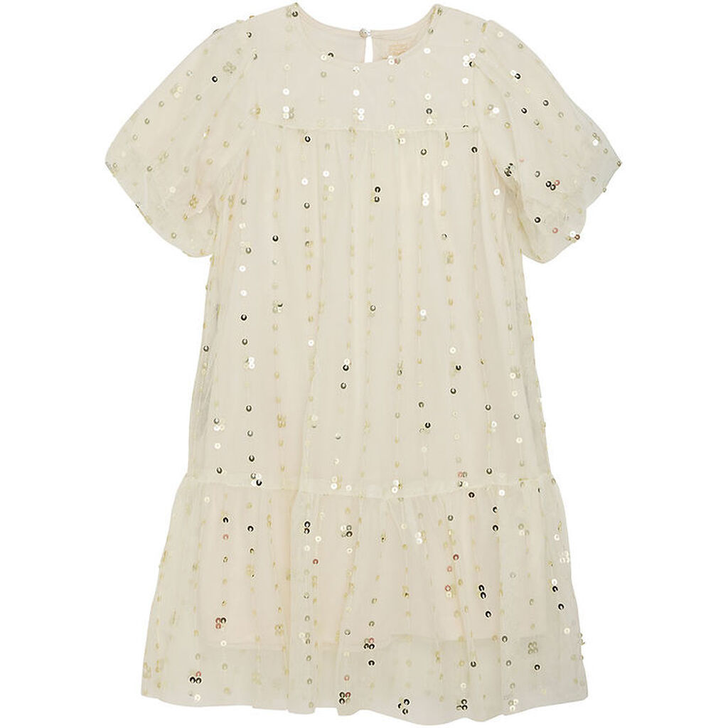 Creamie Kjole - Tyl - Sequins - Buttercream