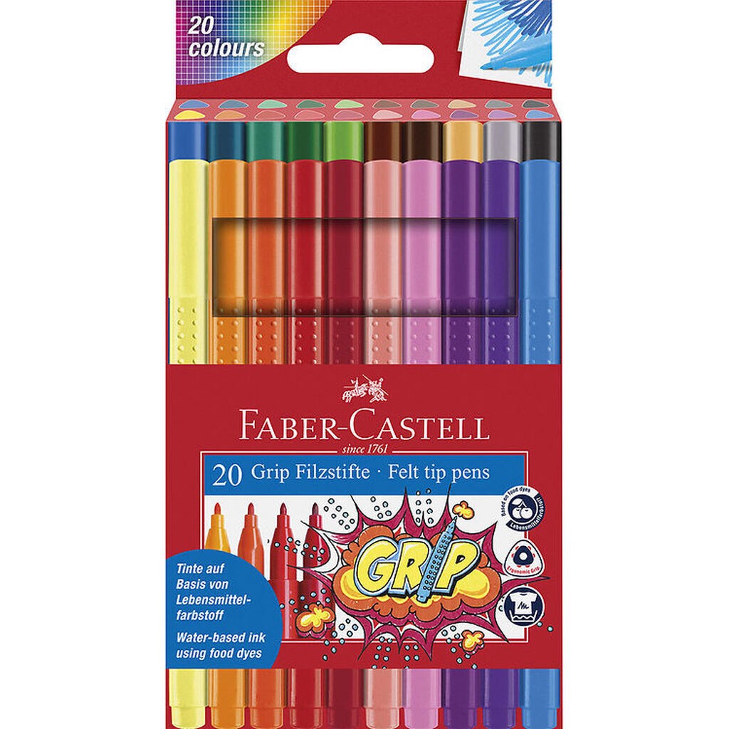 Faber-Castell Tuscher - Grip - 20 stk - Multifarvet