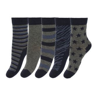 Minymo Strømper - 5-pak - Blå/Gråstribet