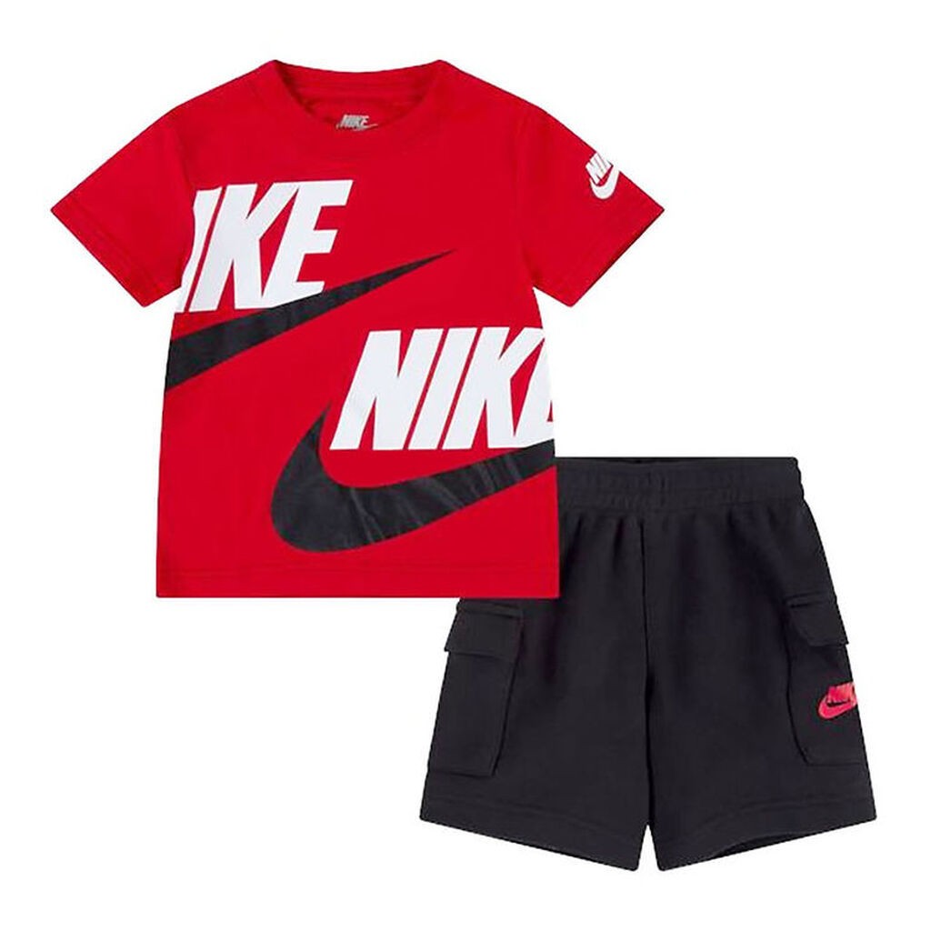 Nike Shortssæt - T-shirt/Shorts - Sort/University Red