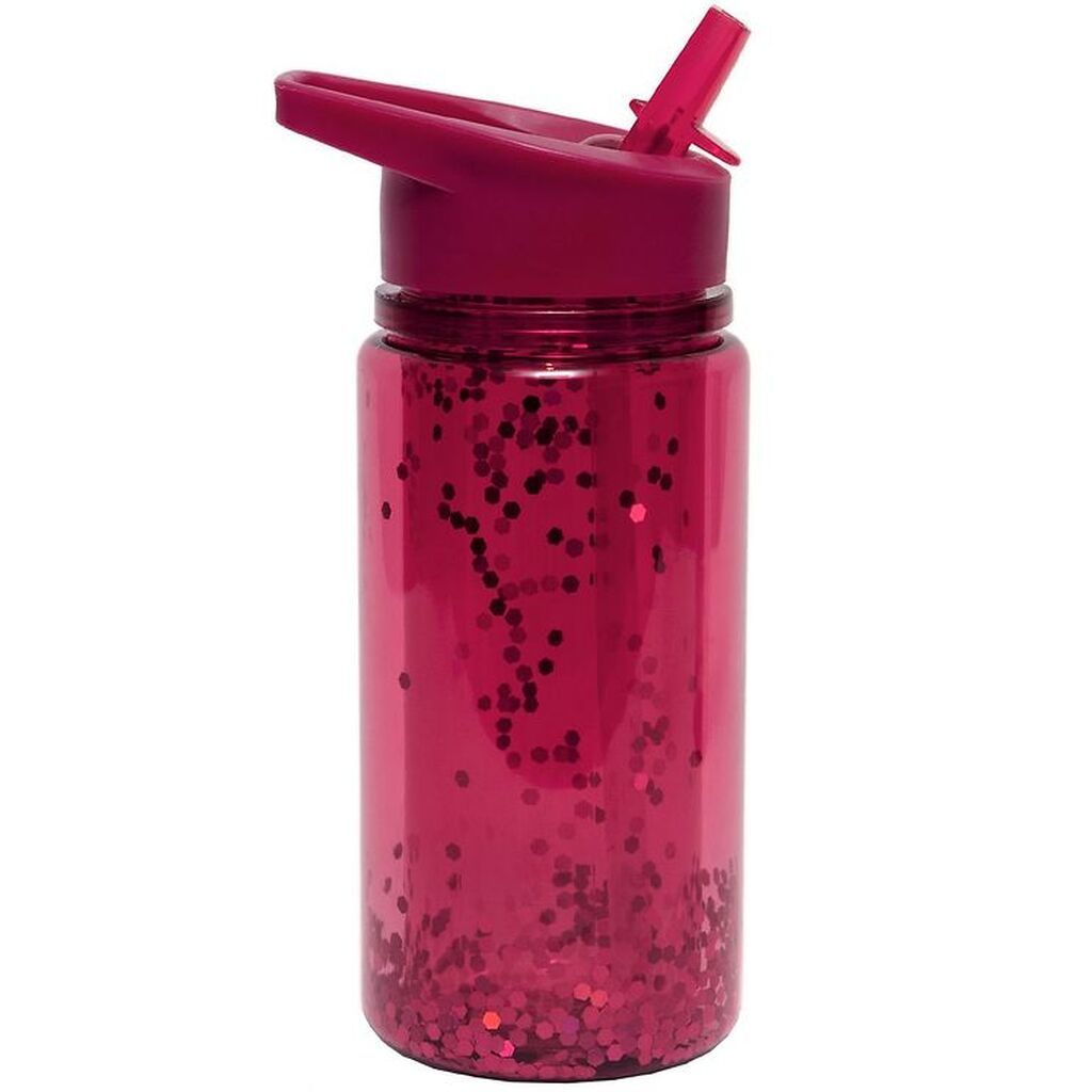 Petit Monkey Drikkedunk m. Sugerør - 300 ml - Rød m. Glimmer