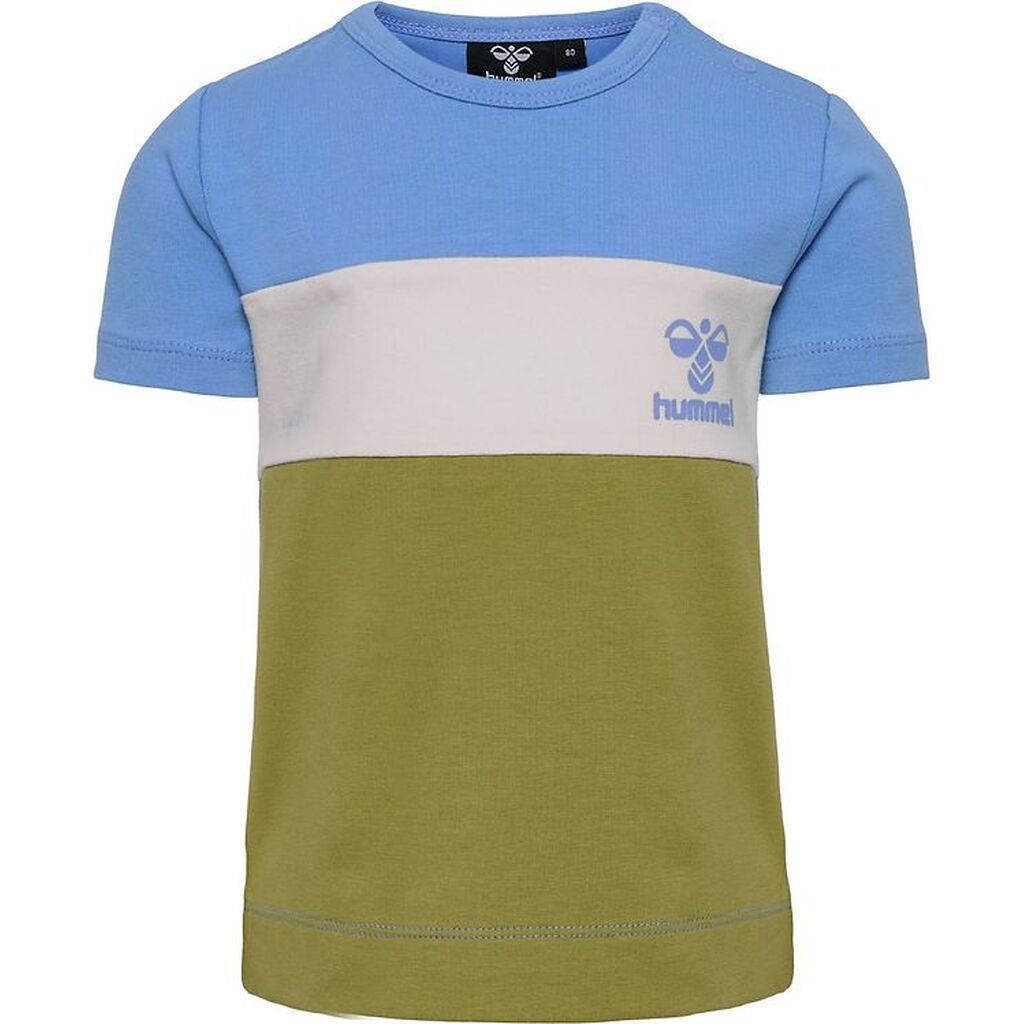 Hummel T-Shirt - HmlGlad - Block - Silver Lake Blue/Green Olive
