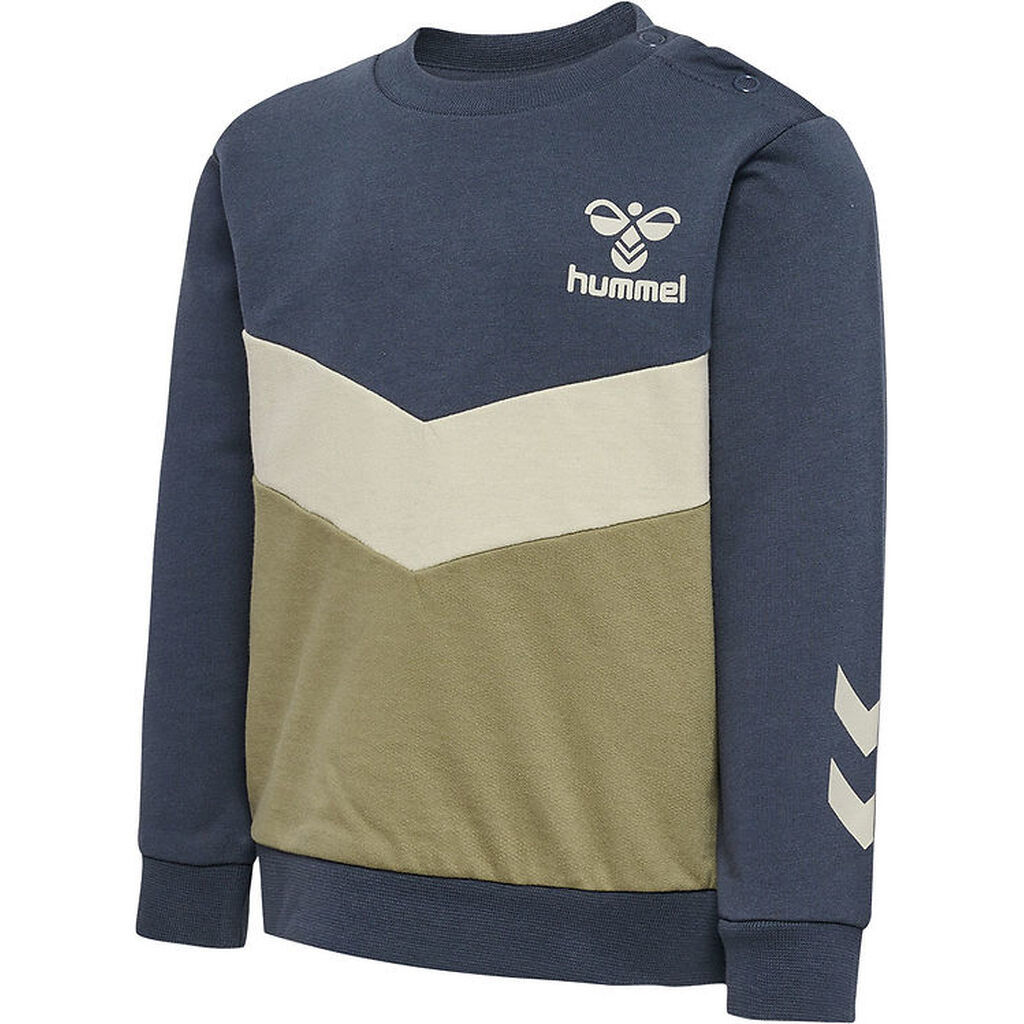 Hummel Sweatshirt - hmlSkye - Ombre Blue m. Støvet Armygrøn