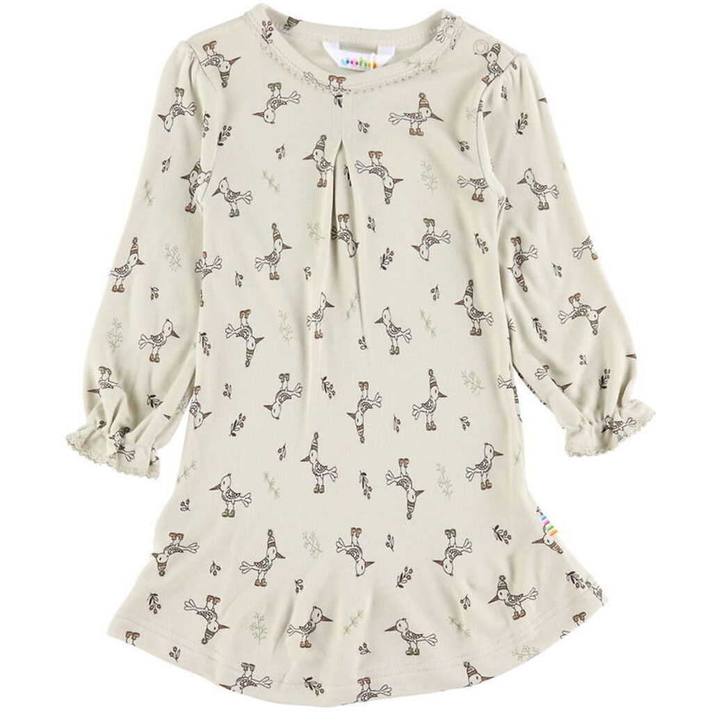 Joha Kjole - Bambus - Beige m. Fugle