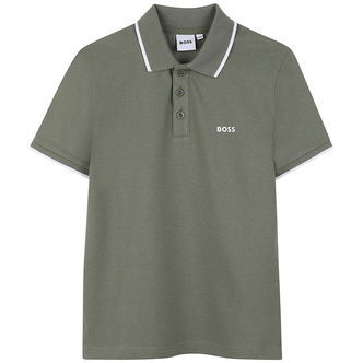 BOSS Polo - Støvet Grøn m. Hvid