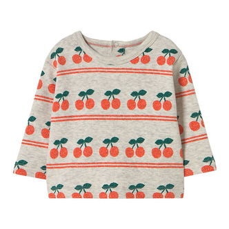 Tiny Cottons Bluse - Rib - Cherry - Light Cream Heather