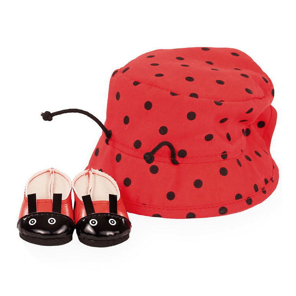 Götz Dukketøj - Sko/Bøllehat - 30-33cm - Mariehøne