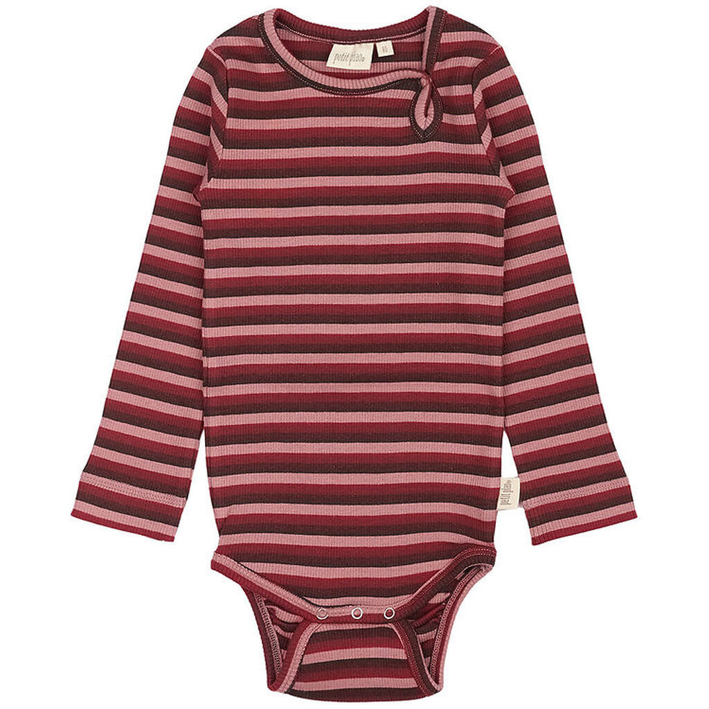 Petit Piao Body l/æ - Rib - Modal - Biking Red Multistripe