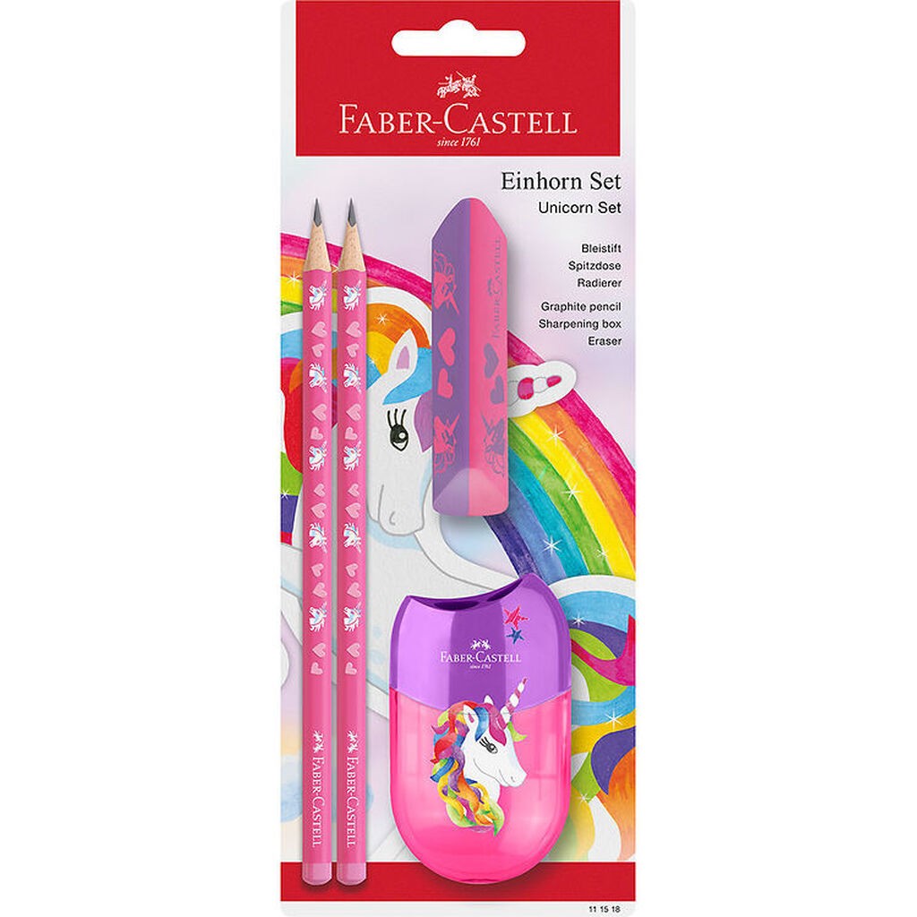 Faber-Castell Blyantsæt - Unicorn - 4 Dele - Pink