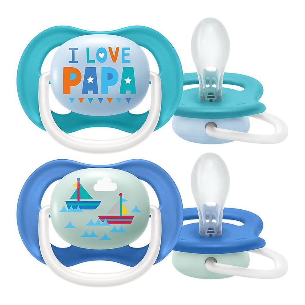 Philips Avent Sutter - 2-pak - Ultra Air - Blå/Turkis m. Print