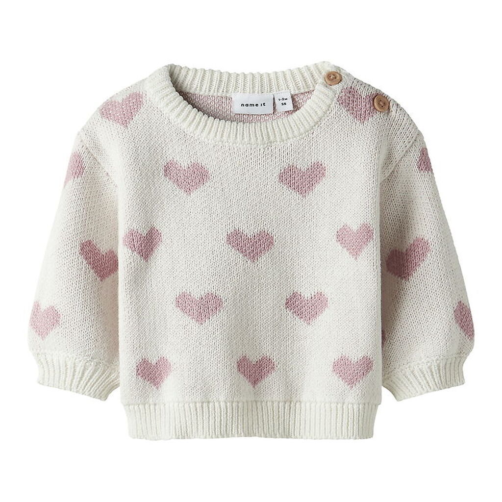 Name It Bluse - Strik - NbfOana - Cloud Dancer/Keepsake Lilac He