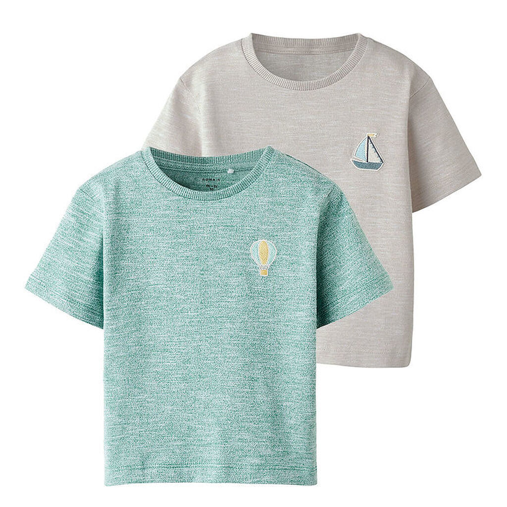 Name It T-shirt - NmmFredery - 2-pak - Island Fossil/Deep Jungle
