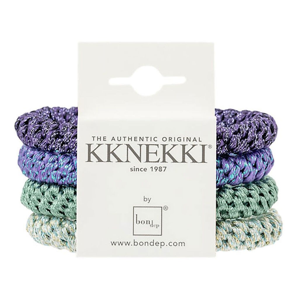 Kknekki Hårelastikker - 4-pak - Lilla/Grøn Glitter